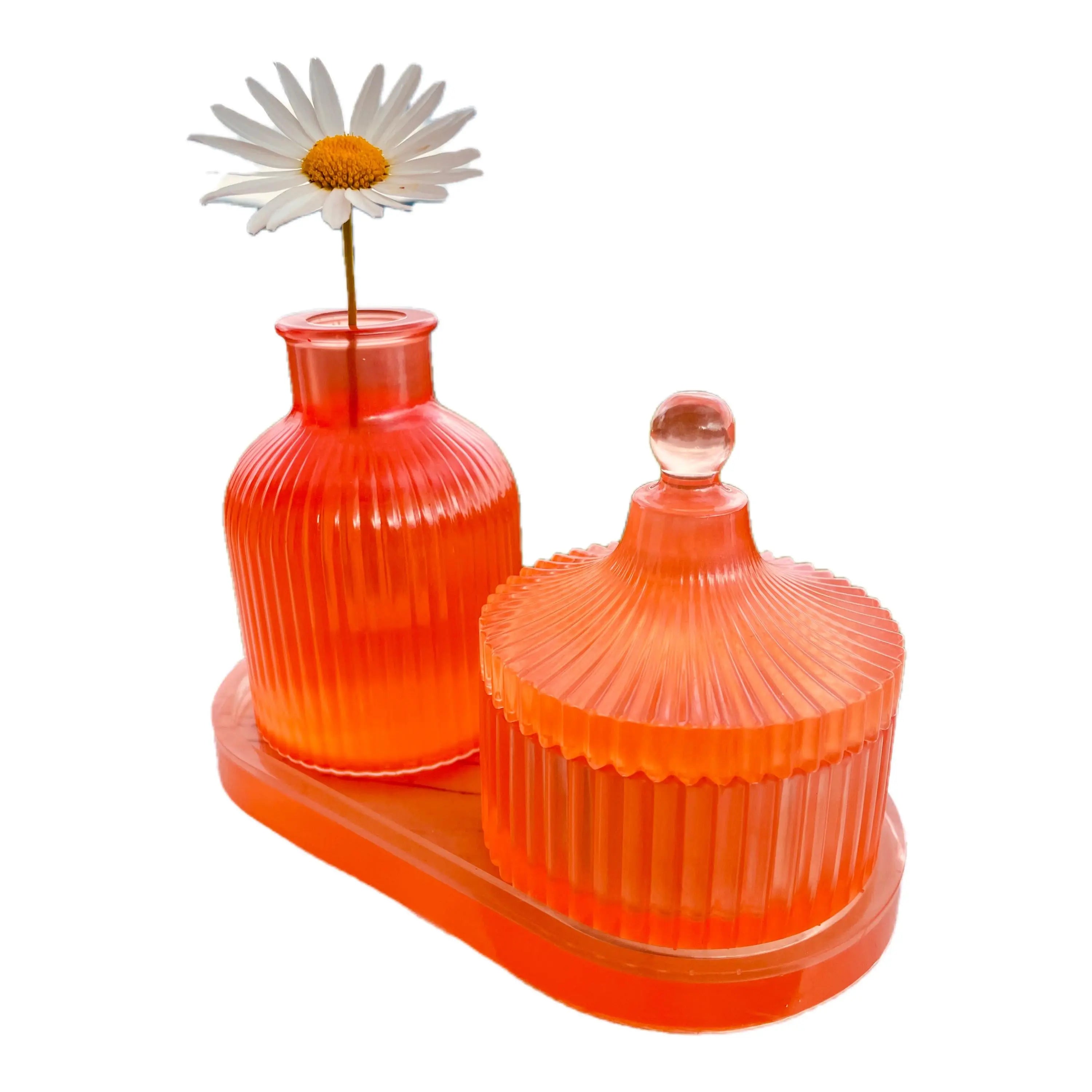 Exclusive 3-Piece set in epoxy: Vase, jar and oval tray. Epoxy-Crafts
