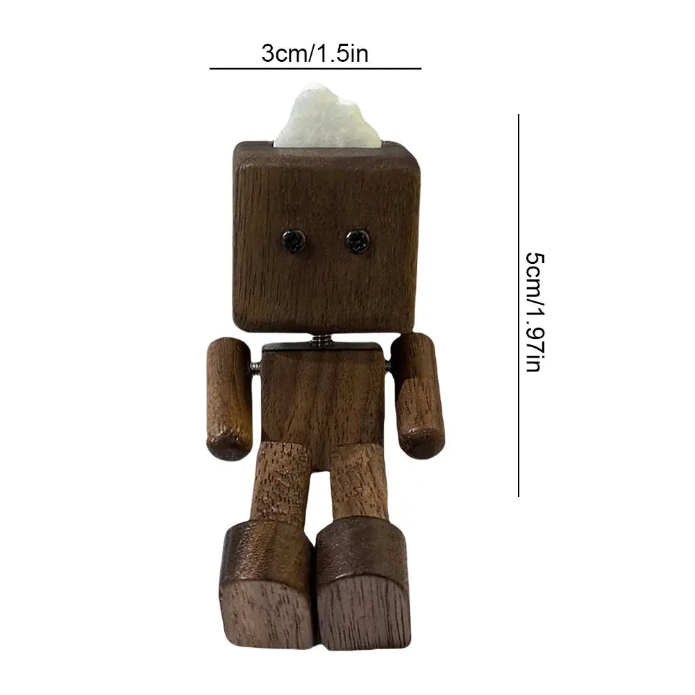 Shaking Wooden Man Figurine Magnetic Base Car Decoration Small Ornaments Leg-Swinging Robot Figurine Cute Wood Man Car Interior