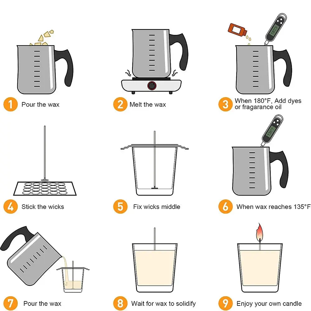 Complete DIY Candle Kit Aromatic Candles Making Tool Set Sticker Stainless Steel Wax Melting Pot Candle Making Supplies