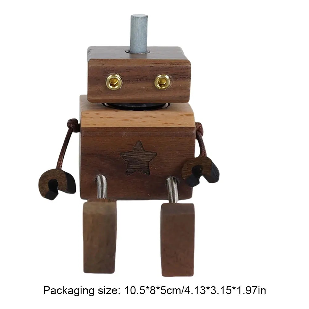 Shaking Wooden Man Figurine Magnetic Base Car Decoration Small Ornaments Leg-Swinging Robot Figurine Cute Wood Man Car Interior