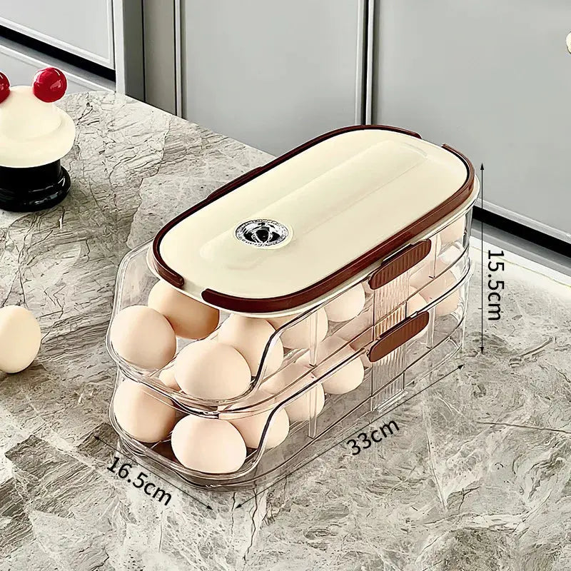 Household Multi-Layer Automatic Rolling Egg Storage Box Kitchen Egg Rack Tray Refrigerator Timing Special Egg Carton