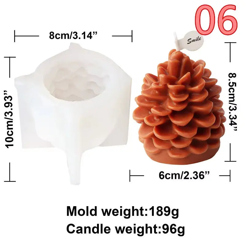 Christmas Tree Candle Mold Pine Cone Small and Large Pillar Taper Silicone Resin Mould Dinner Home Decor Gifts Wax